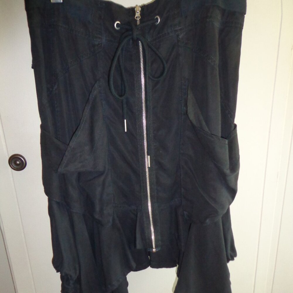 NWT Free People Paxton Parachute Utility Skirt 4 Black Zip Front Side Buckles - Picture 3 of 16